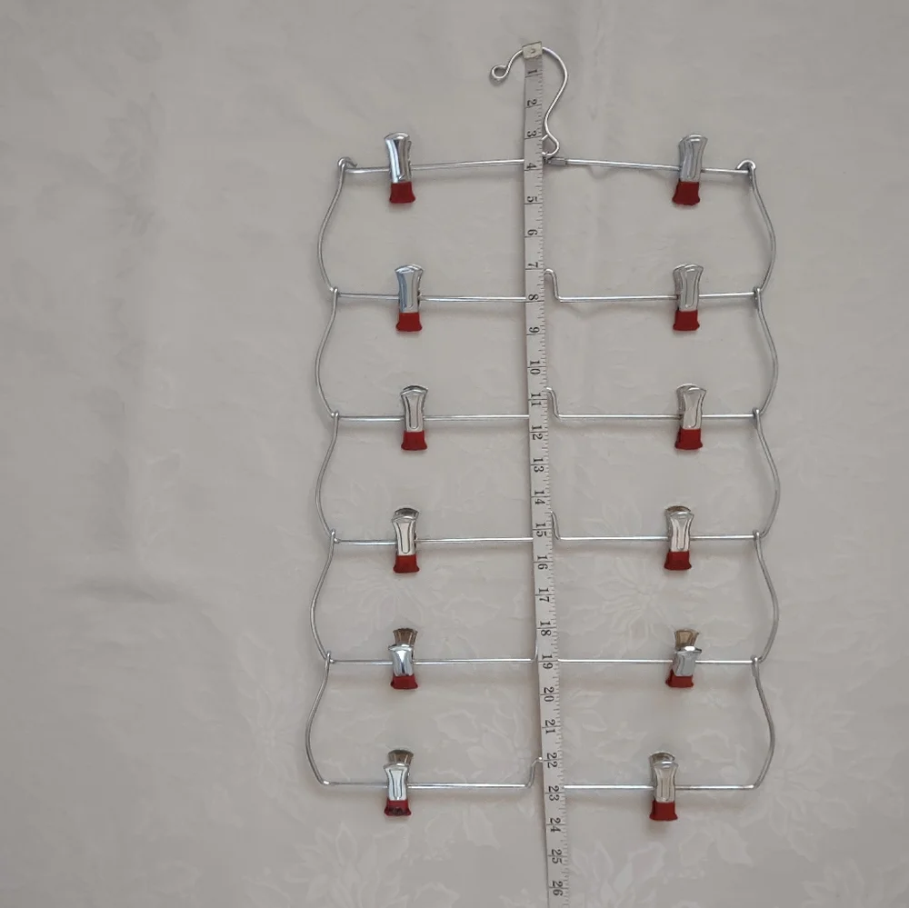 Hanger 6 Tiers 12 Non Slip Clips Red Folding